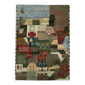 Hand-Knotted Turkish Contemporary 303 cm x 420 cm Multicolor Wool Carpet