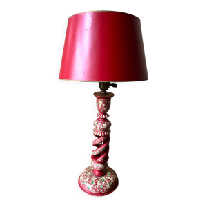 Lampe bois sculpté ethnique