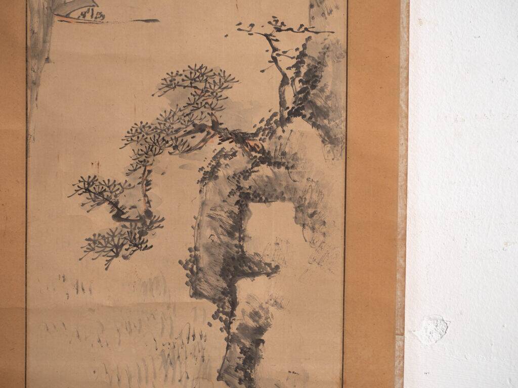 Kakejiku, ancient Japanese landscape in ink on paper – Japan, around 1900.