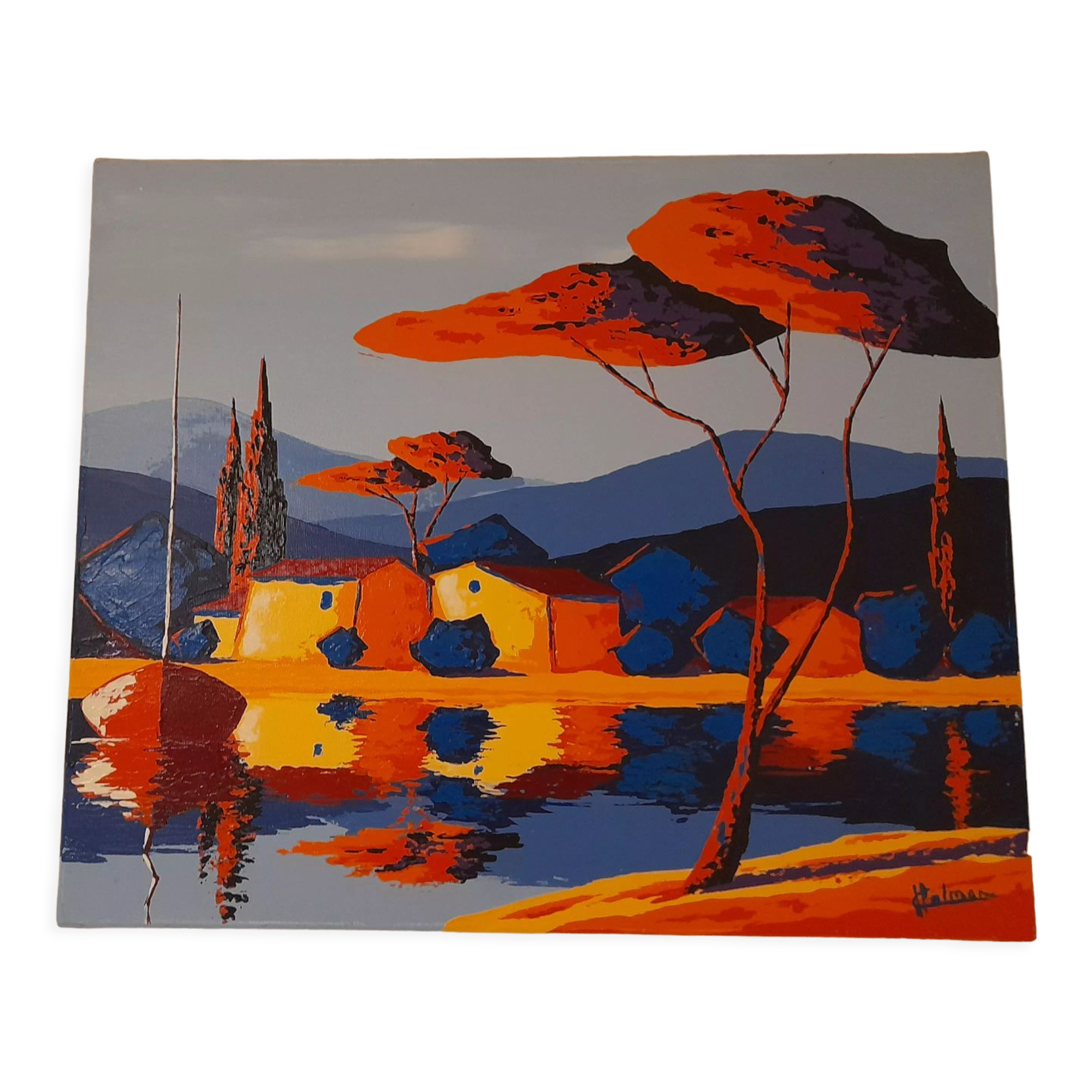 Tableau paysage peinture au couteau
