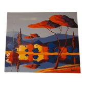 Painting landscape painting with a knife