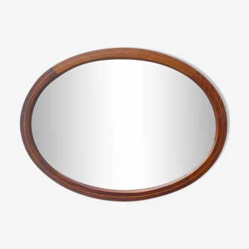 Vintage oval bevelled mirror mahogany frame