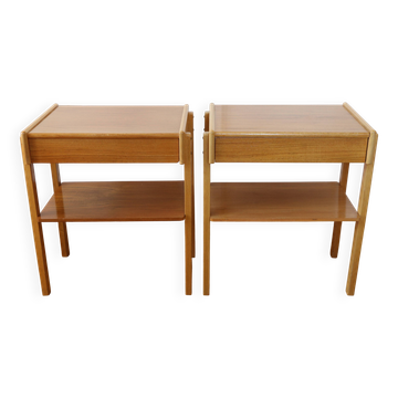 Set of 2 Scandinavian bedside tables, 1960, teak.