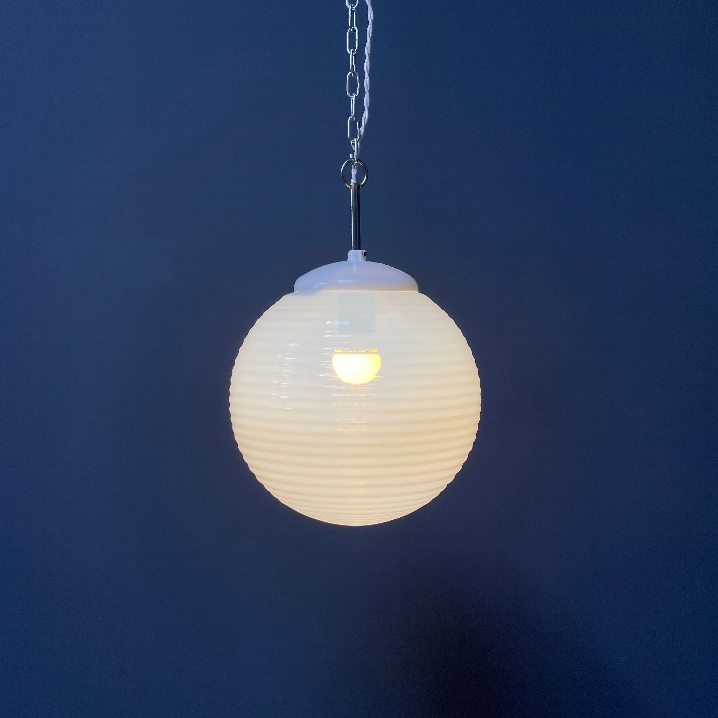 Mother of pearl opaline glass pendant lamps from the 1960s