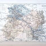 Map of the Marne, 1889. Authentic Vintage.