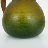 Pitcher in orange and green marble glass paste. Signed Georges De Feure for Daum