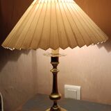 Pair of bronze bedside lamps with pleated lampshade