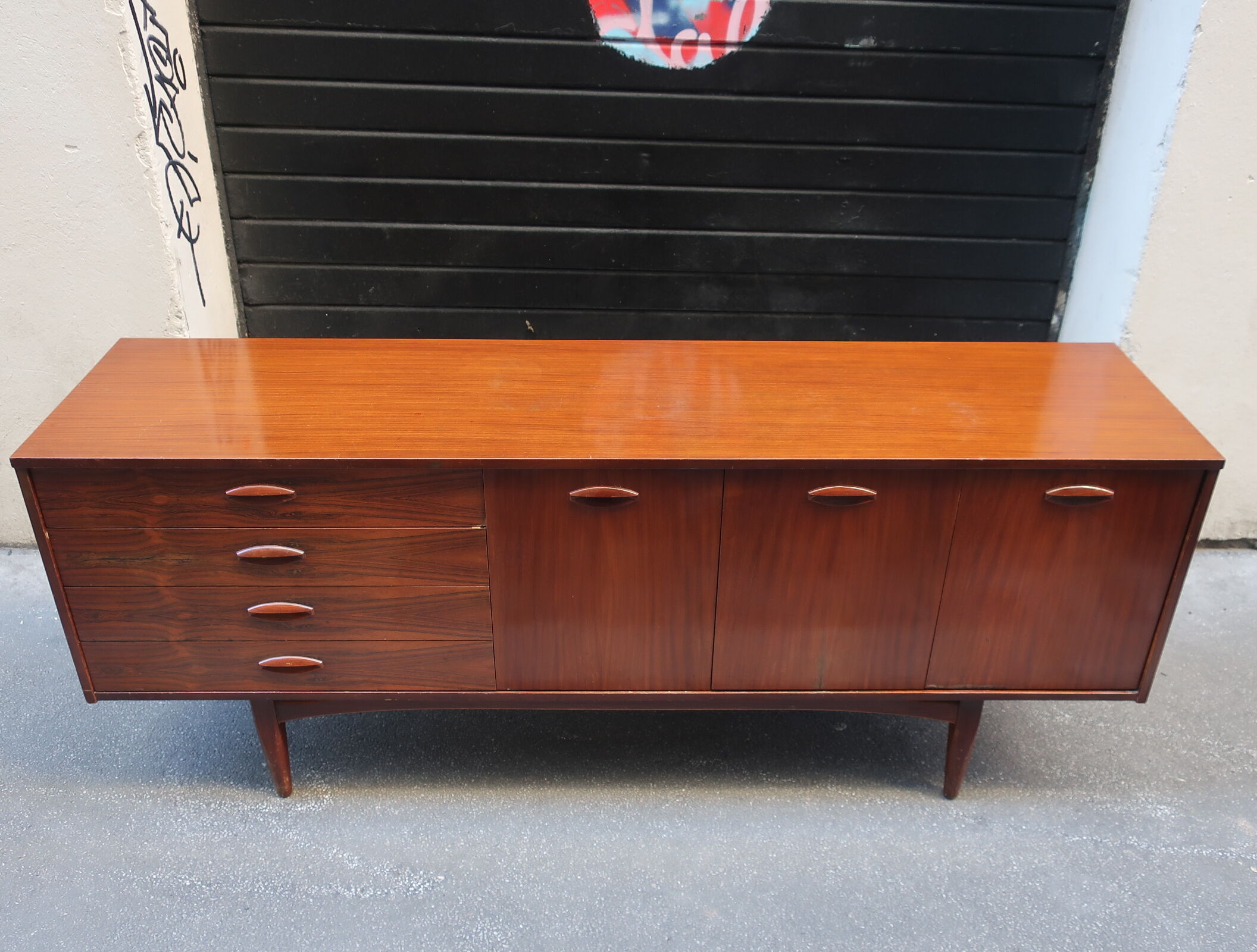 Rosewood and afromosia sideboard