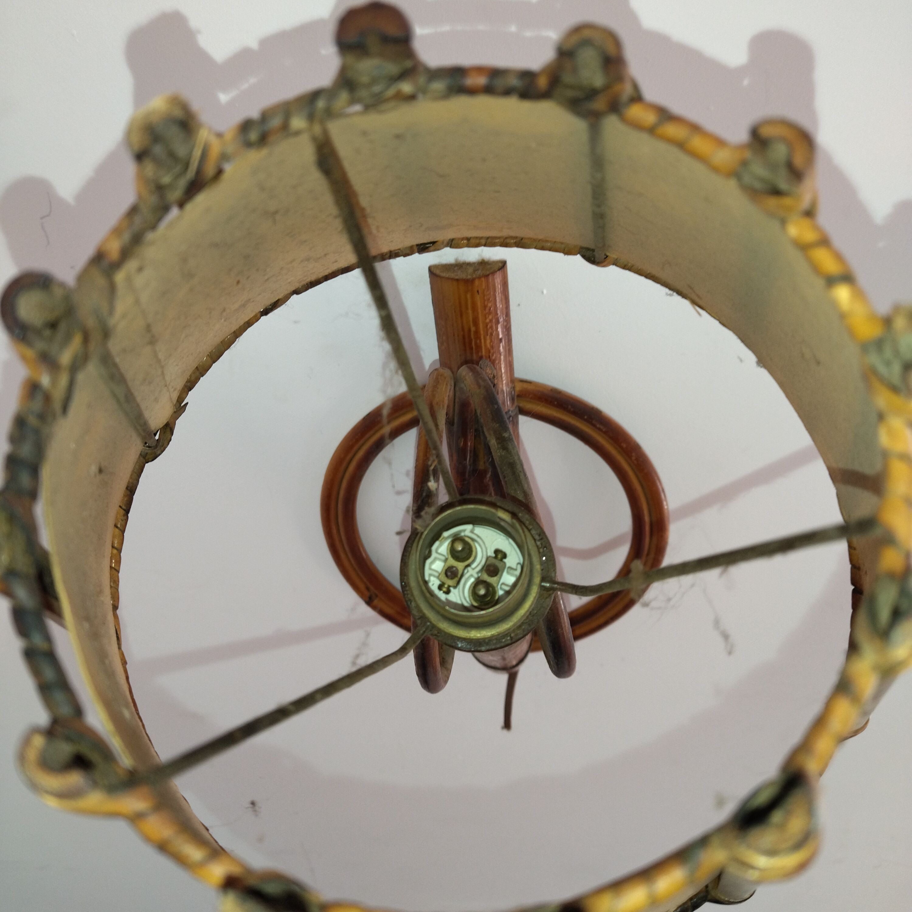 Rattan wall lamp 50s sognot 50's rattan wall light