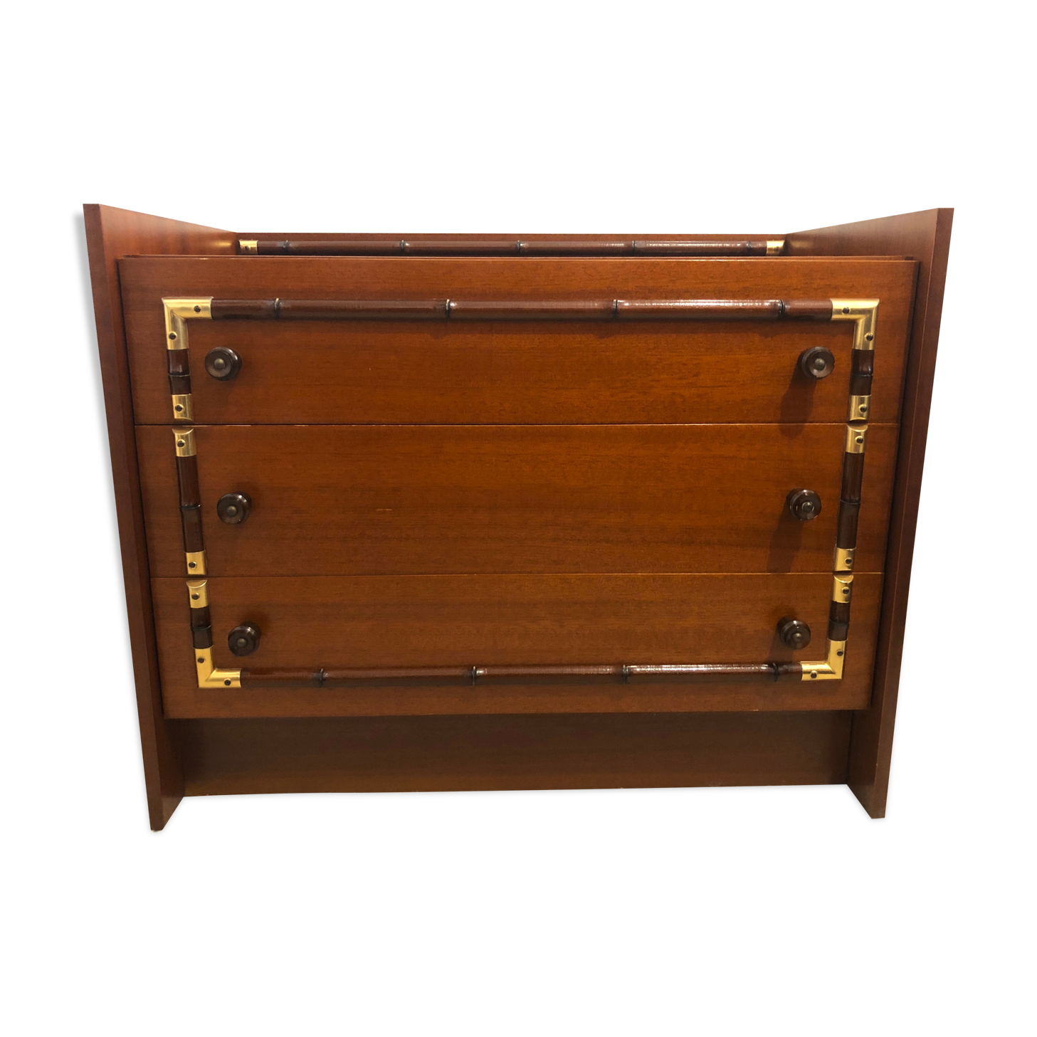 Vintage wooden and gilded chest of drawers colonial style