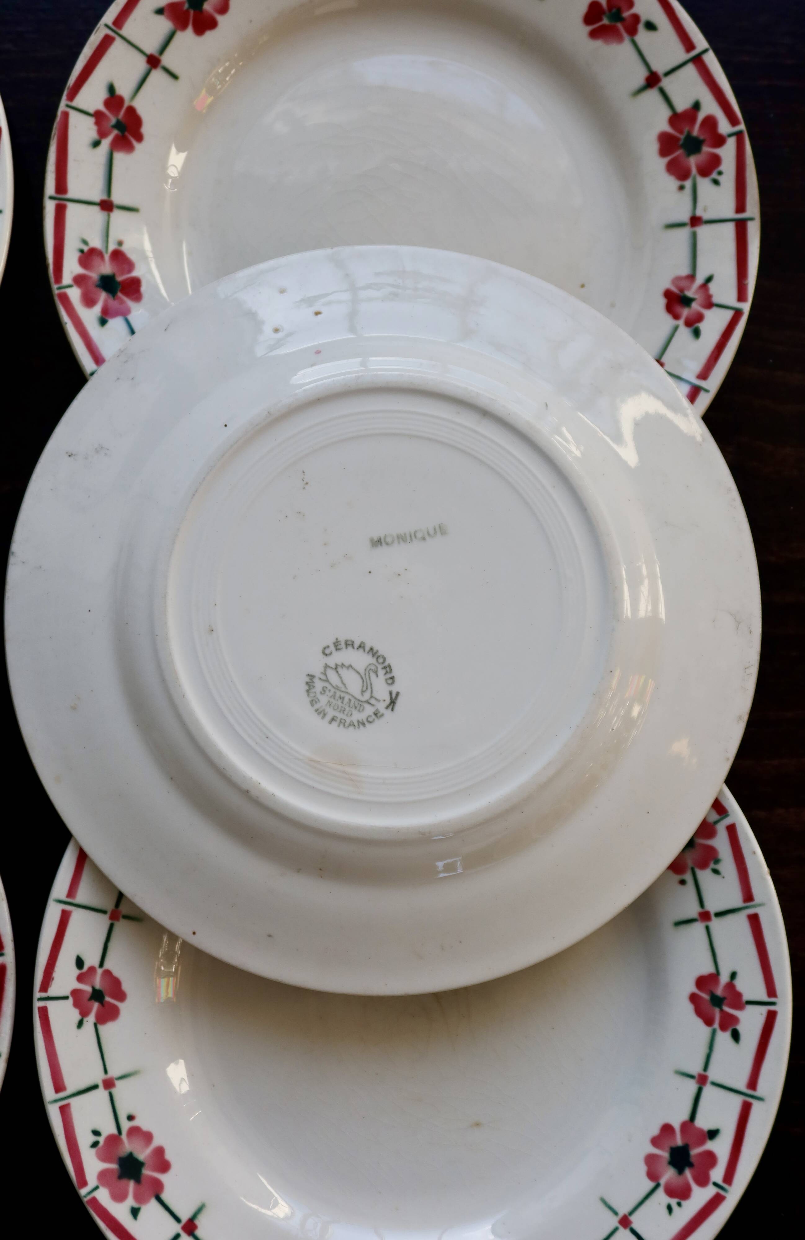 6 vintage ironstone dinner plates from Céranord Saint-Amand - Monique