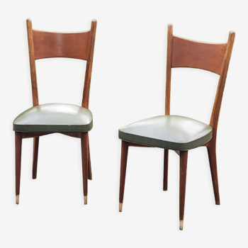 Pair of 50's Scandinavian style mahogany chairs