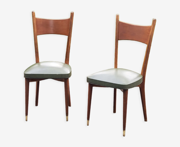 Paire de chaises des années 50 en acajou de style scandinave