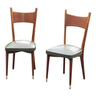 Pair of 50's Scandinavian style mahogany chairs