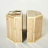 Pair of travertine brass cabinets by Alfredo Freda 1975