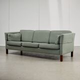 Mid-Century Cherry Wood Three-Seater Sofa