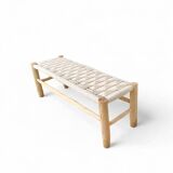 Boho woven rope bench