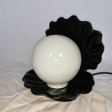 Ceramic shell lamp with opaline pearl, Saint-Jacques, France, 1980