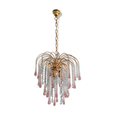 Lustre à pampilles gouttes en cristal de Murano  circa 1980