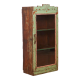 old Art Deco wall display case in original green teak
