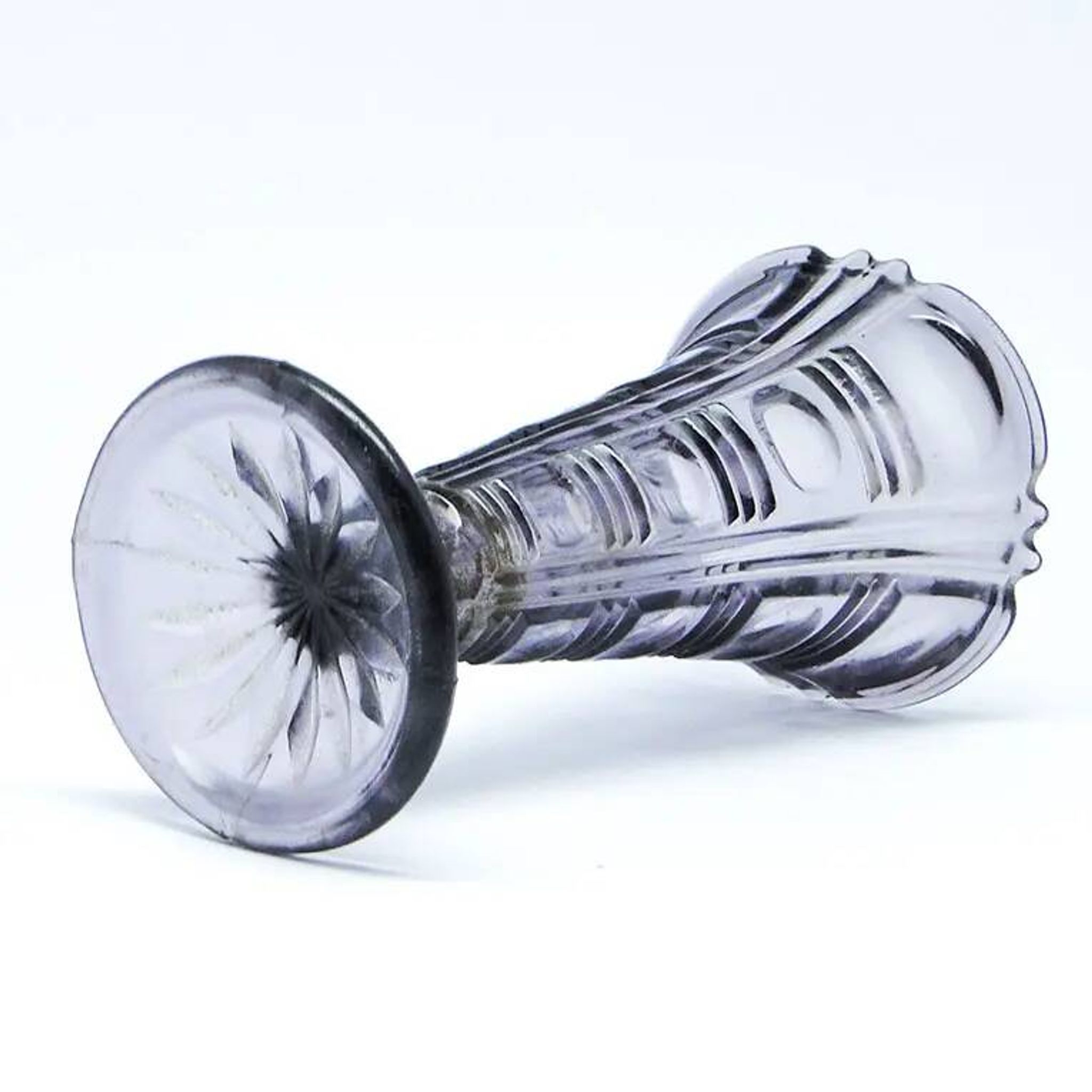 Mid-century modern vase, pressed amethyst glass, Huta Libohovice, Czechoslovakia, 1960s