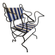 Monoprix armchair x Vincent Darré – black metal & blue/white stripes