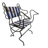 Fauteuil Monoprix x Vincent Darré – métal noir & rayures bleu/blanc