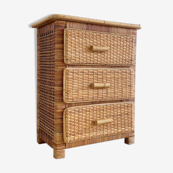 Rattan bedside table, 70s
