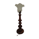 Table lamp, wooden foot turned walnut color