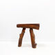 Rustic brutalist tripod stool in wood - Natural shape - 1950s/60s