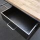 Metal desk on wood circa 1950