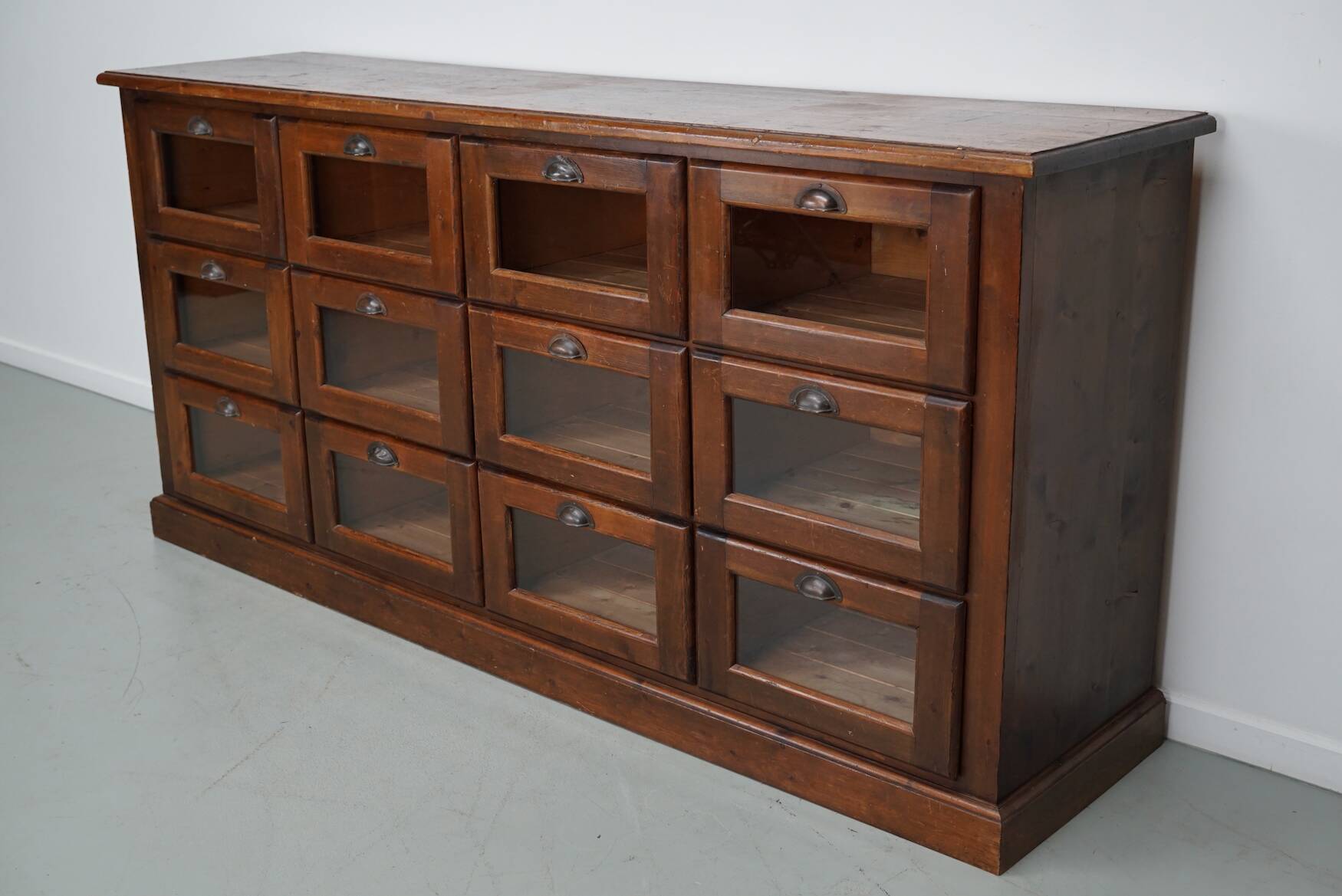 Vintage Dutch Pine Haberdashery Shop Cabinet, Mid-Century