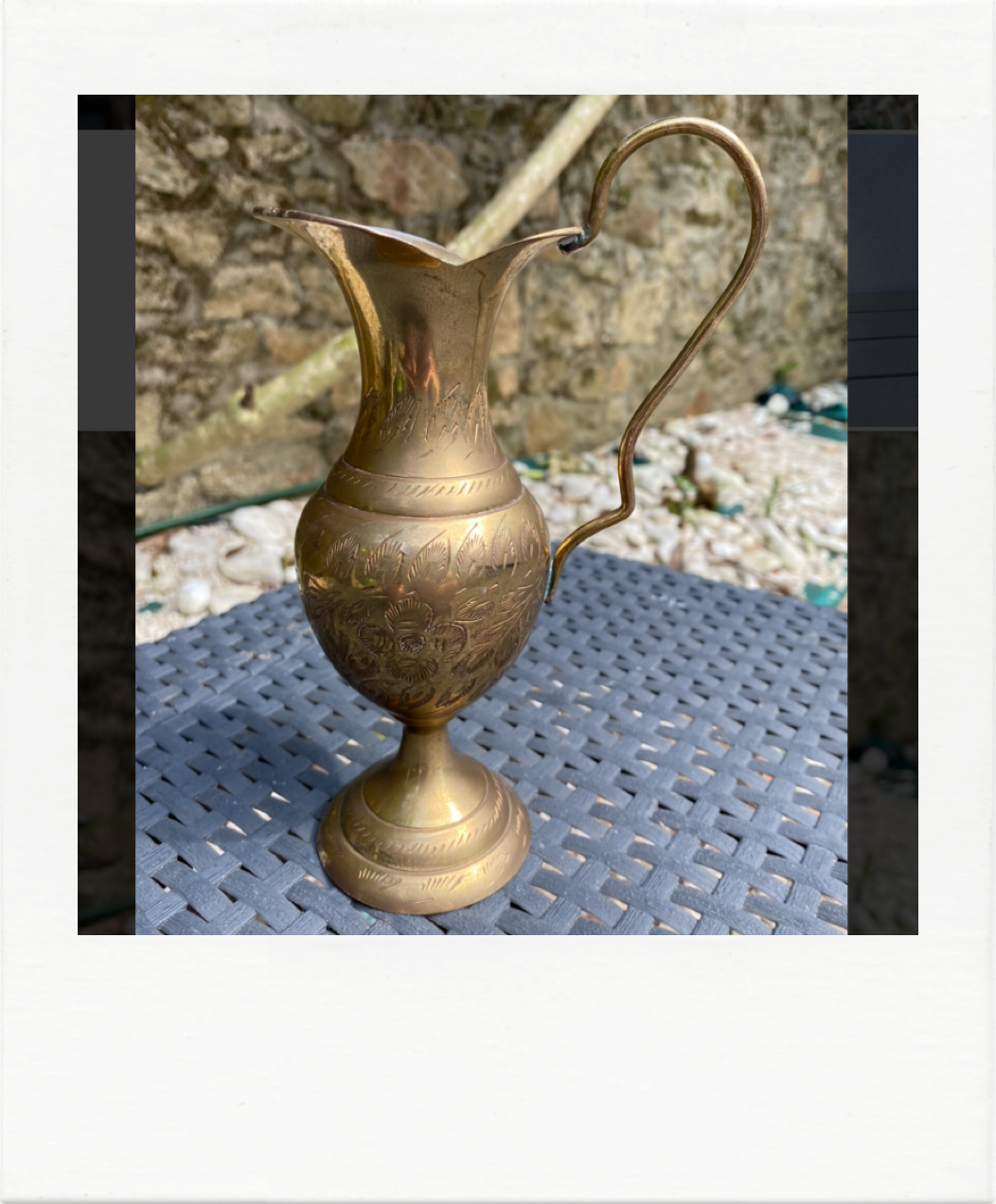 Small engraved brass jug