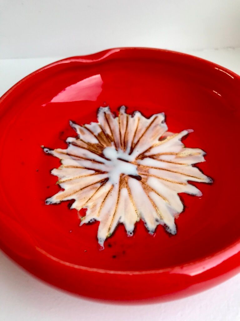 red ceramic ashtray signed Vallauris design 70s