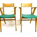 Pair of chair chair bridge design vintage 50