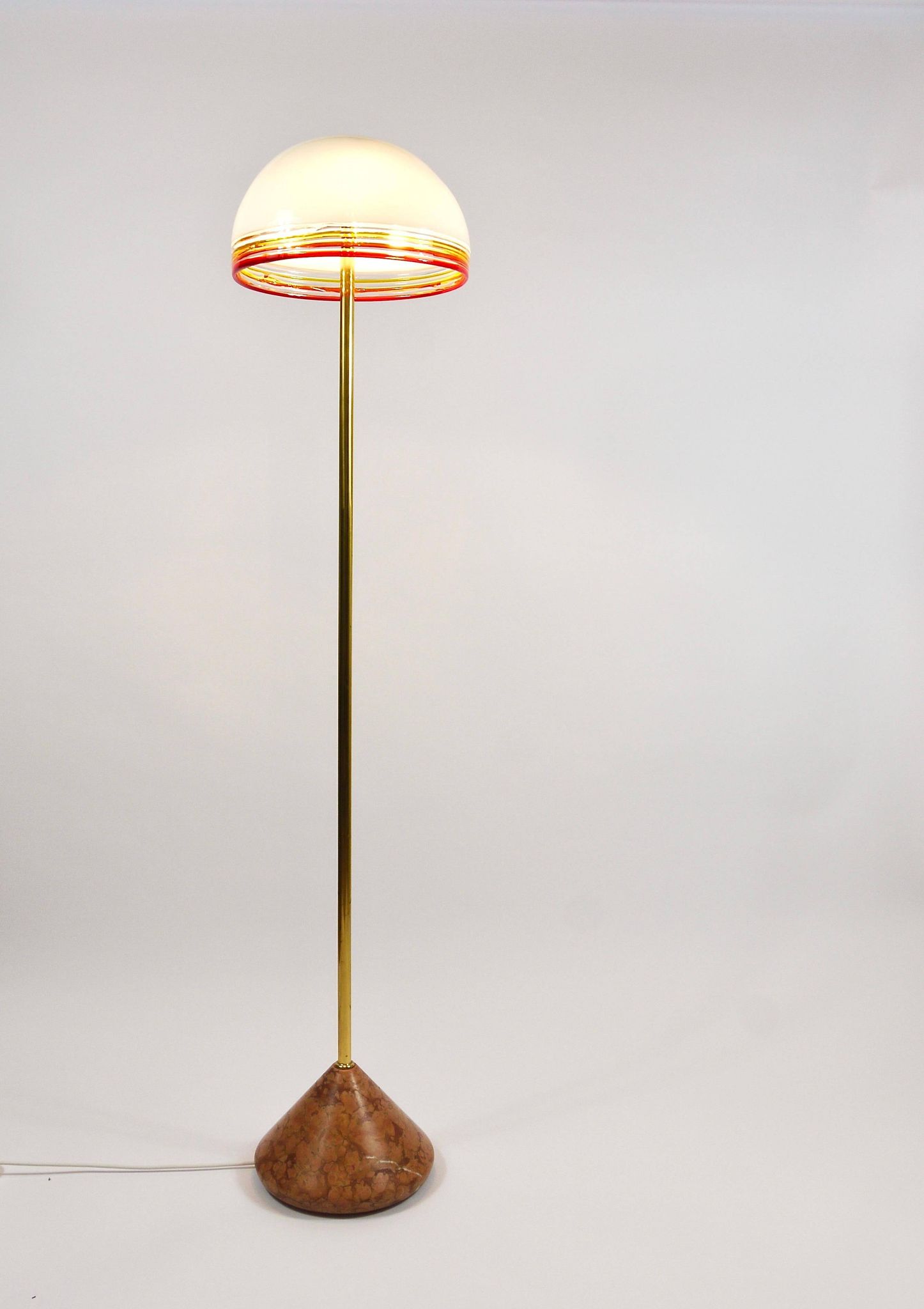 Roberto Pamio Febo floor lamp in marble, brass, and Murano glass by Leucos Italy.