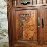 French Art Deco walnut sideboard with marble top (1920s)