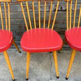 (Lot) 4 beautiful compass-legged chairs from the 60s/70s.