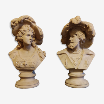 Plaster busts "margherita and faust" from the 50s