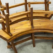 Brutalist ensemble round table 113cm and its 4 rounded stools 1960