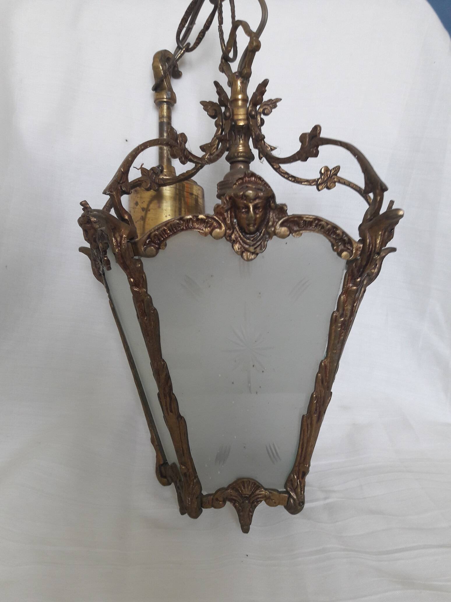 Bronze and glass pendant light