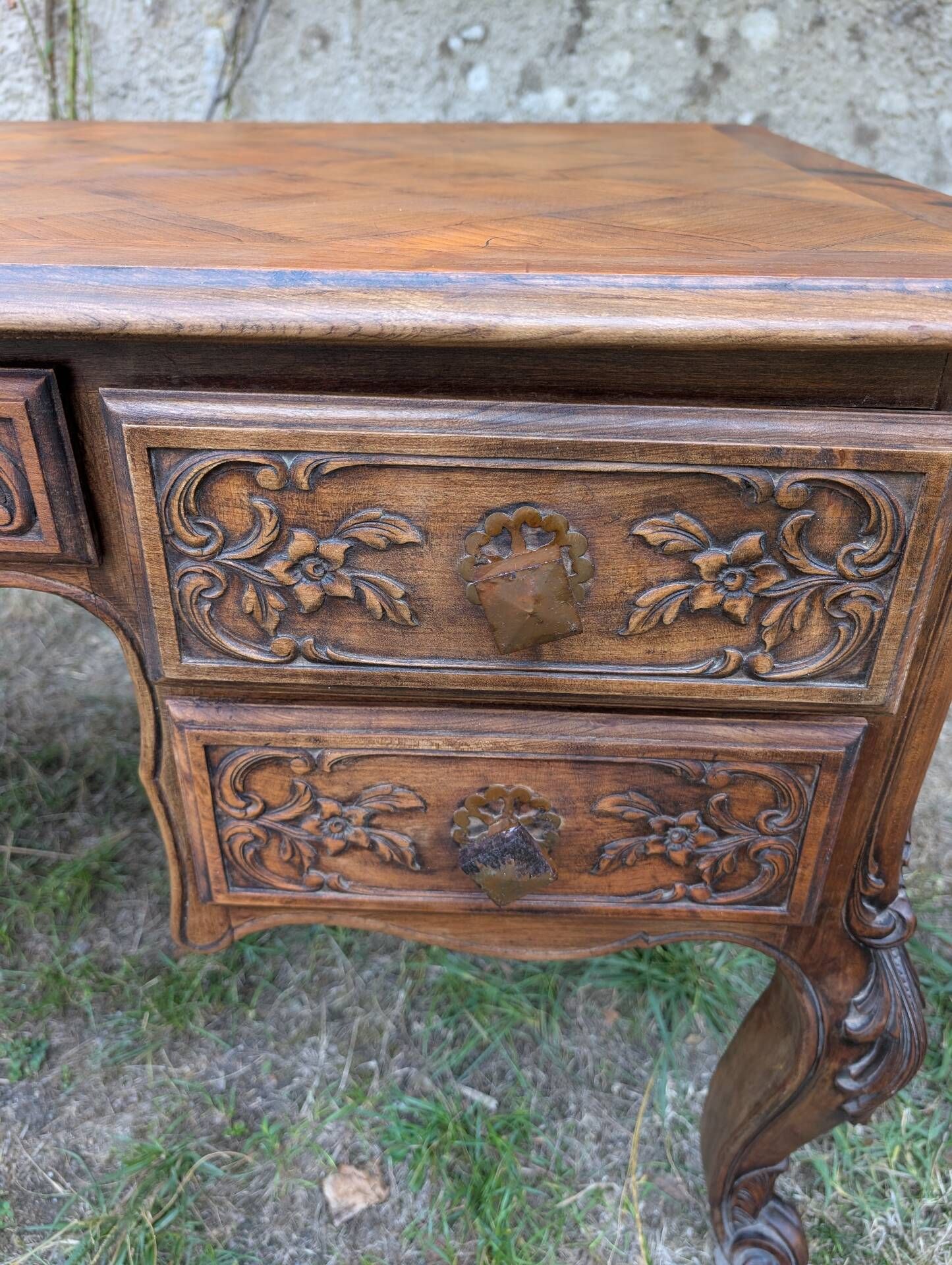 Minister's desk carved wooden cottage