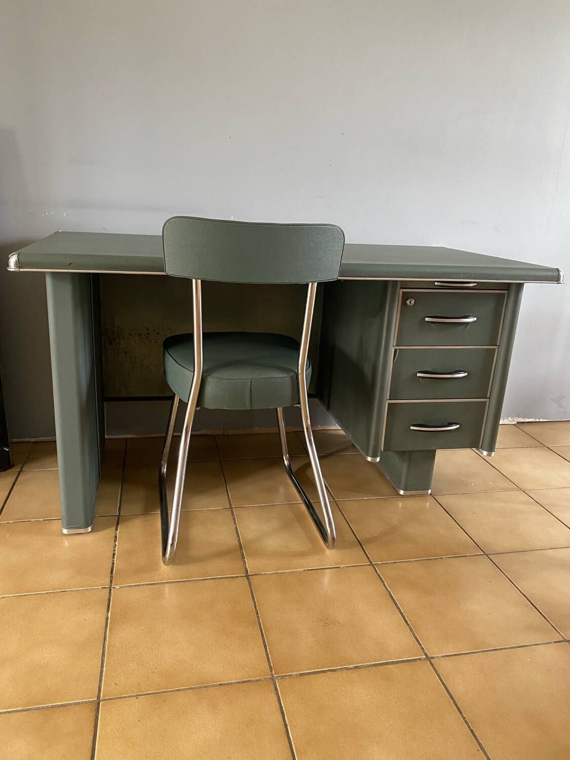 1950s workshop desk and chair
