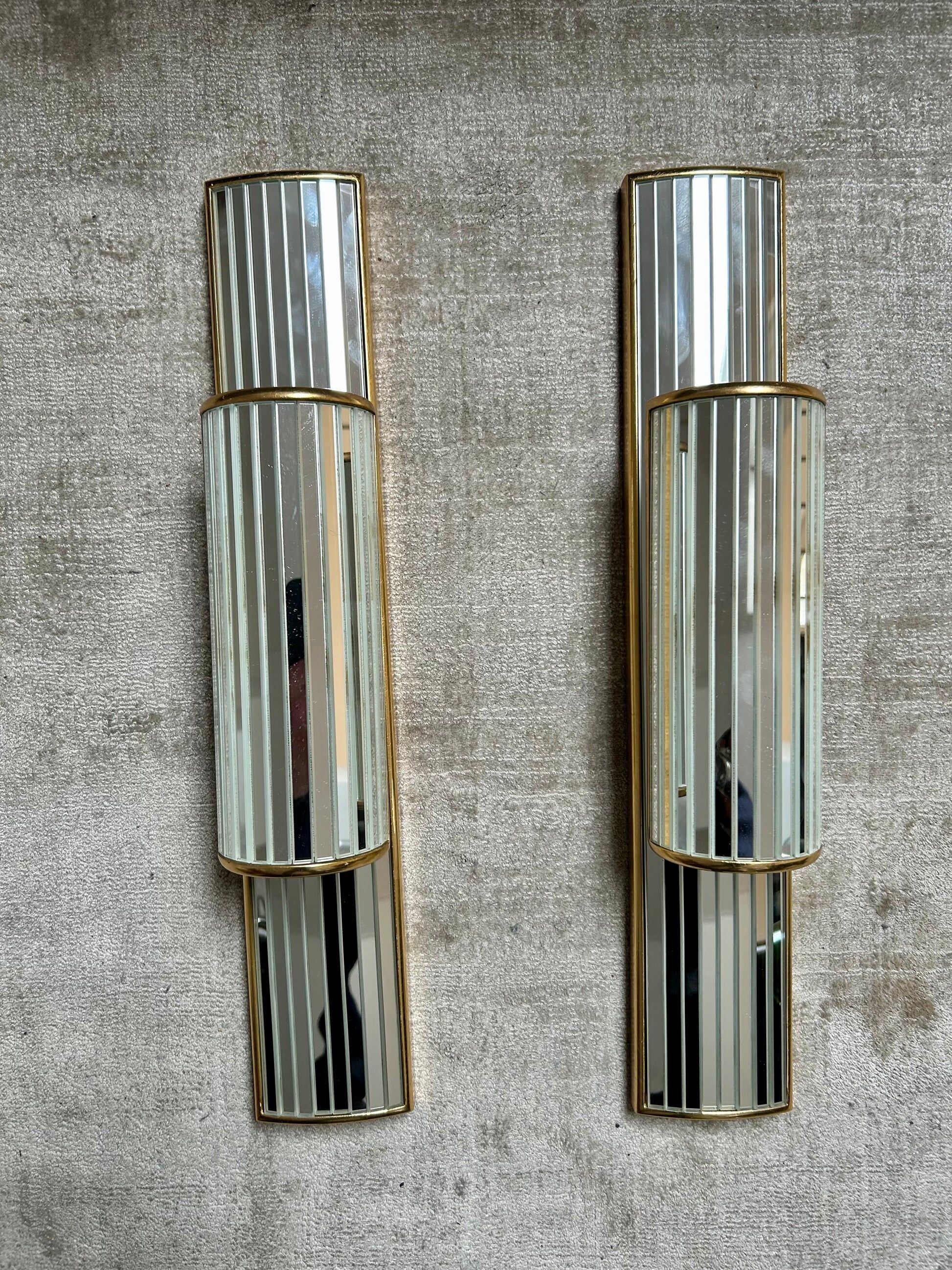 Pair of mirrored sconces by Dekundt, Belgium, 1980s (model 1620-114)