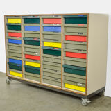 Dutch schoolcabinet with coloured drawers, 1970s