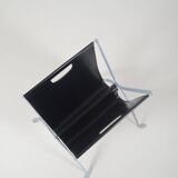 Italian folding magazine holder with saddle leather, 1970s