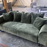 2 Kaufman 3-seater sofas in green velvet by NV Gallery