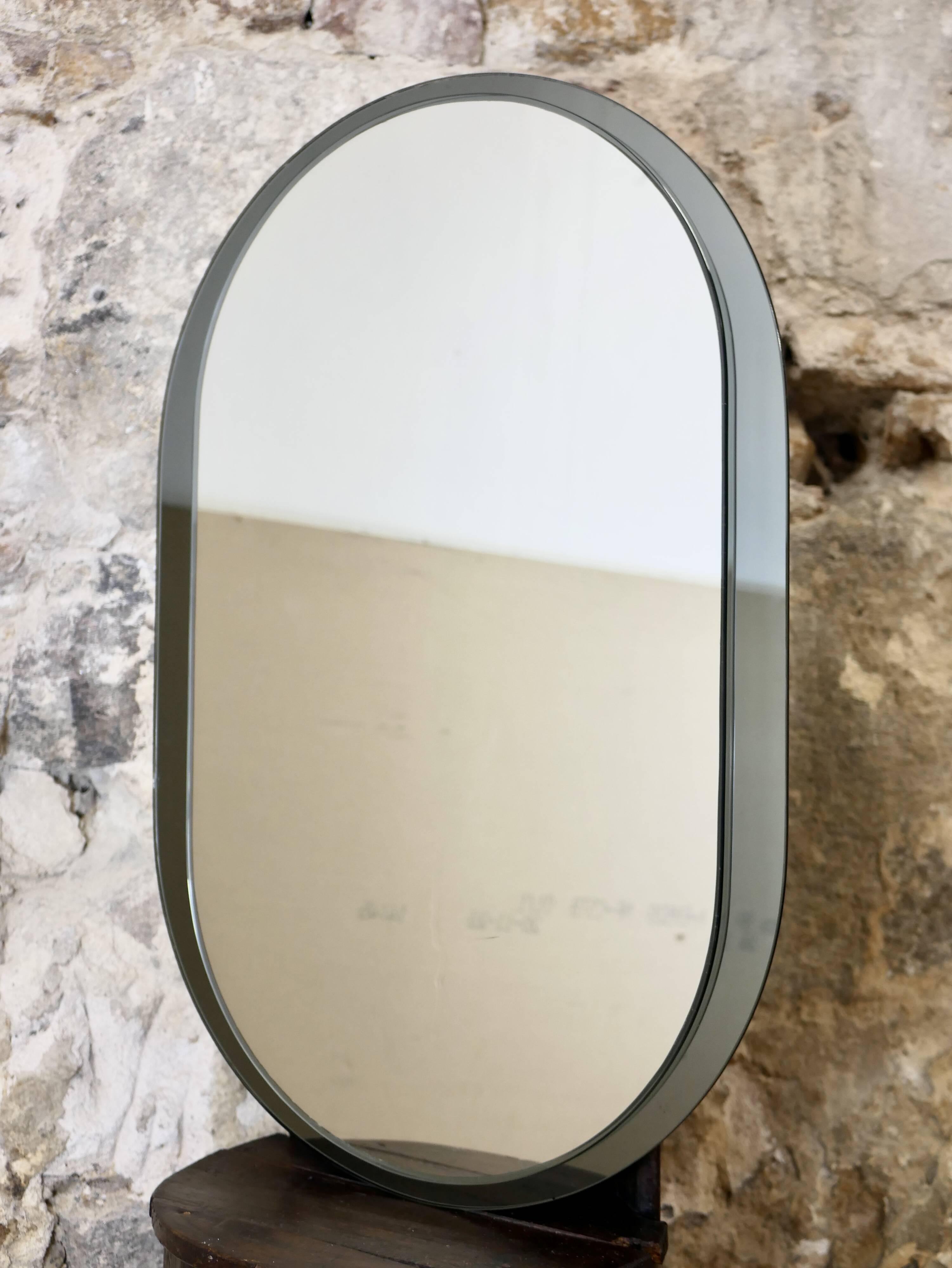 Large oval mirror by Veca, Italy, 1970s