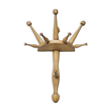 Turned wood wall coat rack