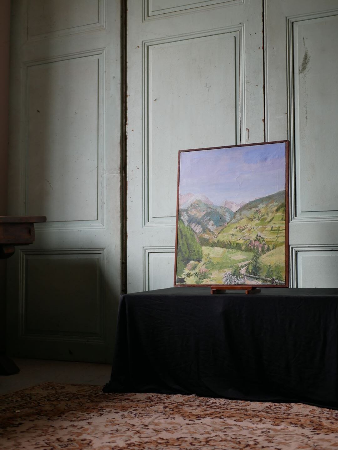 Old framed oil on canvas, Brunissard Valley - Queyras - Hautes Alpes